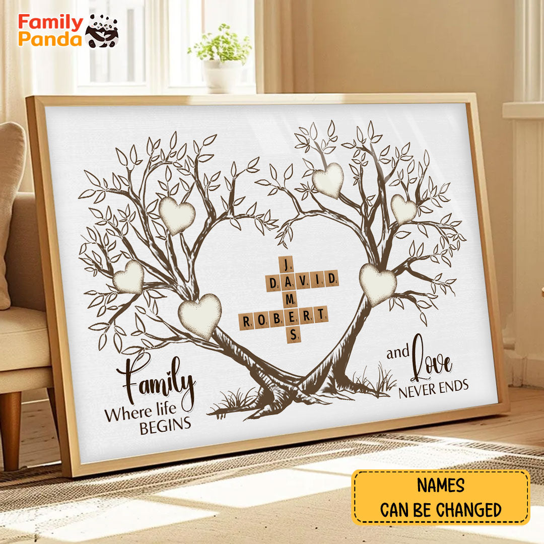 Love Never Ends Crossword Puzzle Poster Personalized Gift For Family