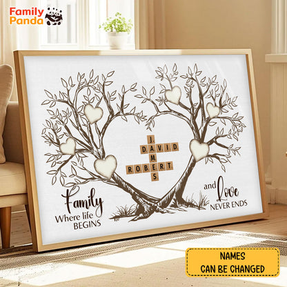 Love Never Ends Crossword Puzzle Poster Personalized Gift For Family