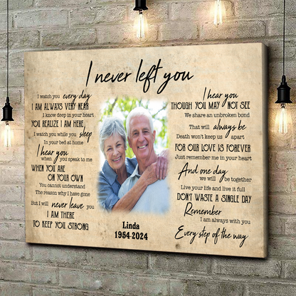 Never Left You Canvas Personalized Memorial Gift For Loss Of Dad Mom