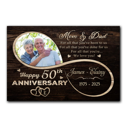 Mom Dad We Love You 50th Anniversary Personalized Canvas For Parent