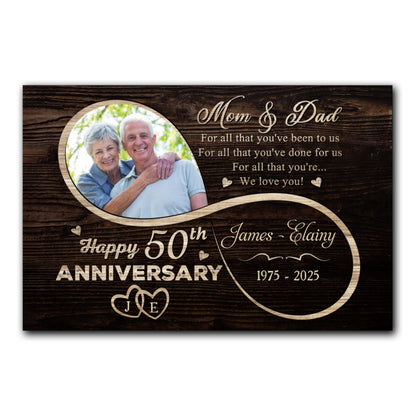 Mom Dad We Love You 50th Anniversary Personalized Canvas For Parent