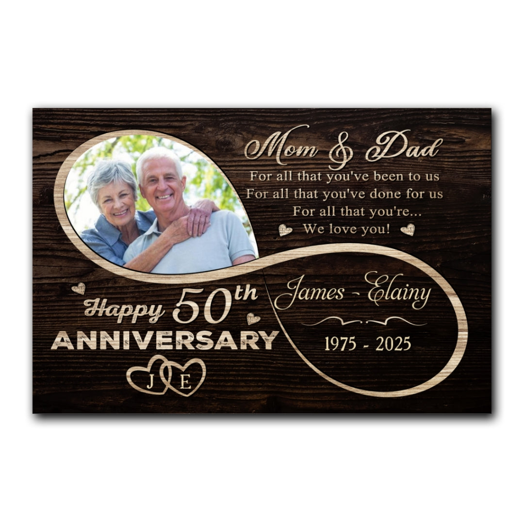 Mom Dad We Love You 50th Anniversary Personalized Canvas For Parent