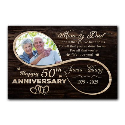 Mom Dad We Love You 50th Anniversary Personalized Canvas For Parent