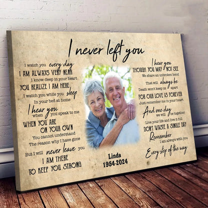 Never Left You Canvas Personalized Memorial Gift For Loss Of Dad Mom