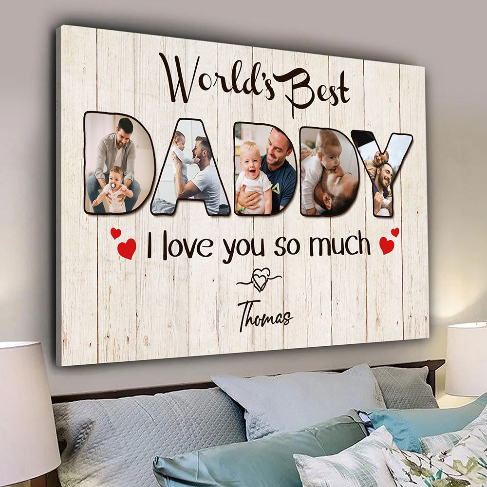 World's Best Daddy Personalized Photo Canvas Gift For Dad