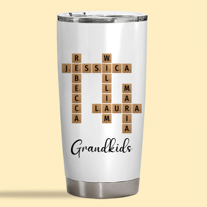 Grandkids Crossword Puzzle Tumbler Personalized Gift For Grandparents
