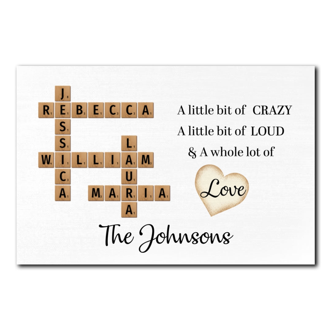 A Whole Lot Of Love Crossword Poster Personalized Gift For Family