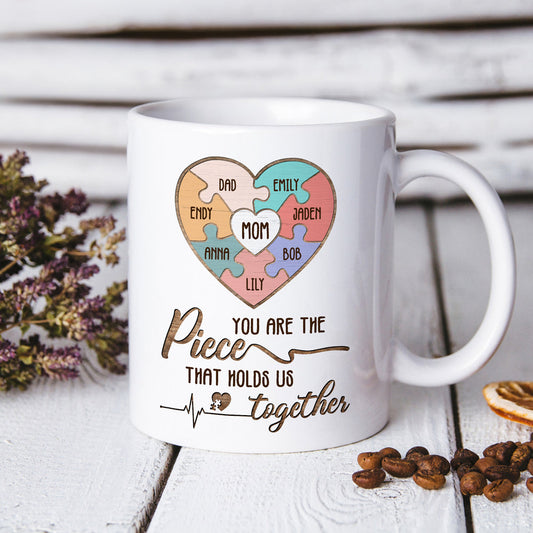 Mom Colorful Mother Heart Puzzle Meaningful Personalized Mug