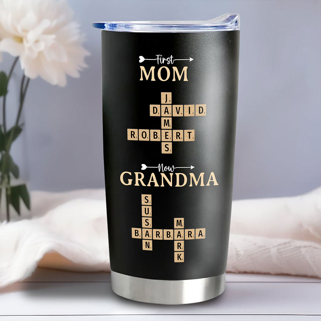 Now Grandma Crossword Puzzle Fat Tumbler Personalized Gift For Grandma