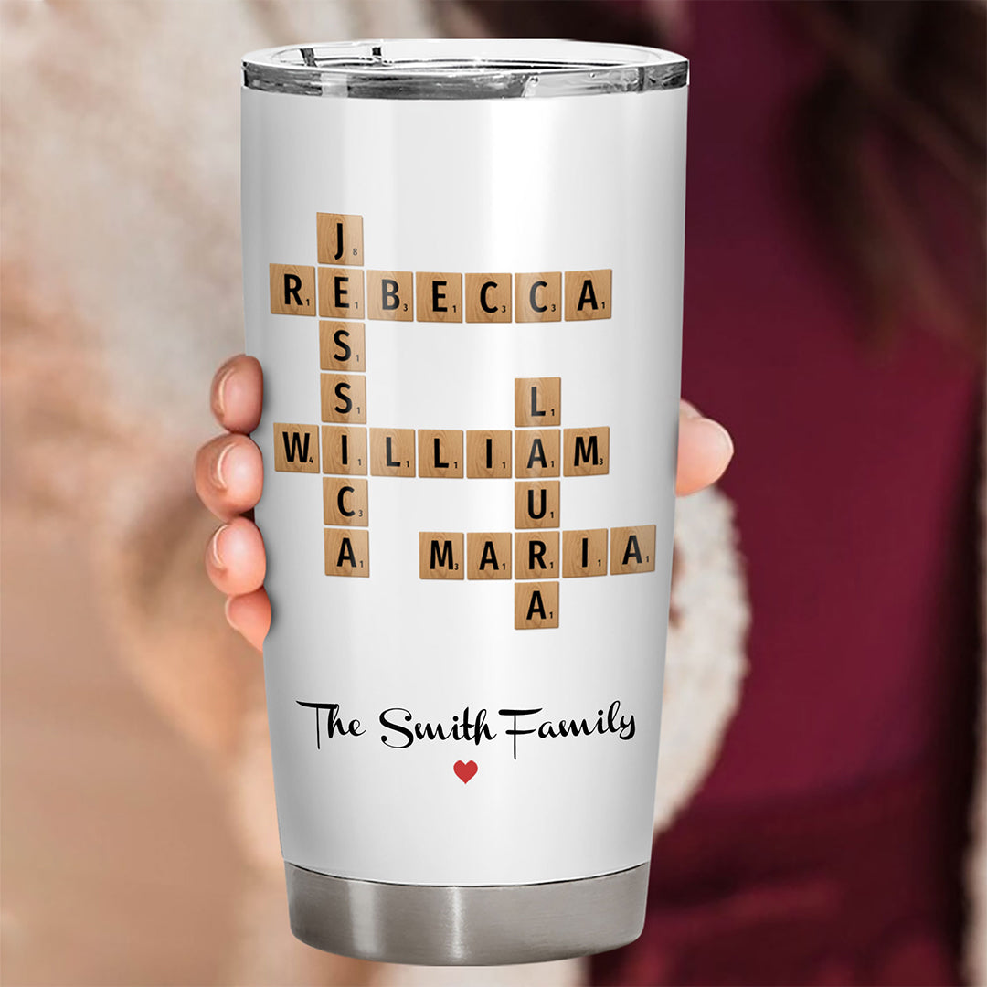 Family Names Crossword Puzzle Tumbler Personalized Gift For Family