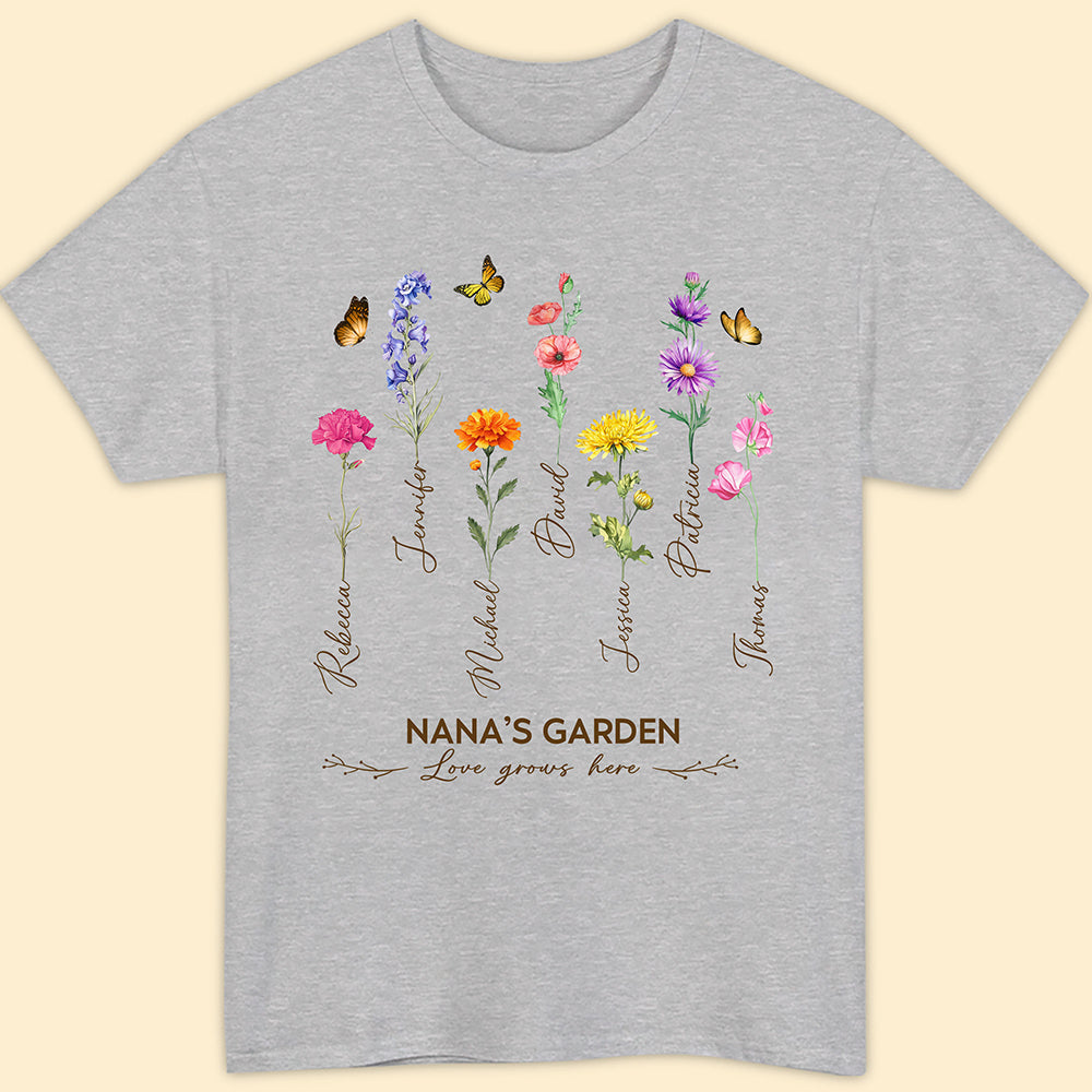 Grandma's Garden Birth Month Flower Personalized Shirt For Grandma