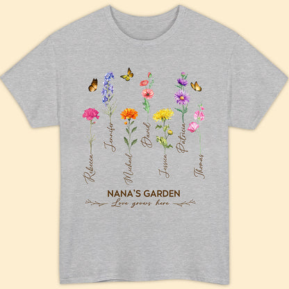 Grandma's Garden Birth Month Flower Personalized Shirt For Grandma