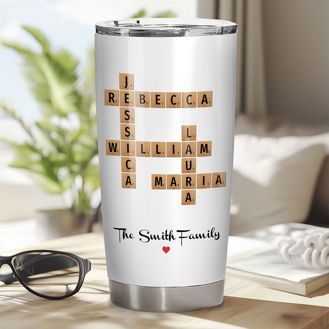 Family Names Crossword Puzzle Tumbler Personalized Gift For Family