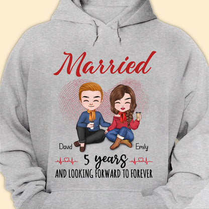 Married 5 Years Matching T-shirt Personalized Anniversary Gift For Couple