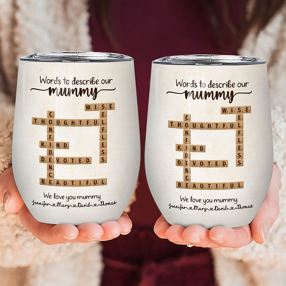 Words To Describe Mummy Crossword Wine Tumbler Personalized Gift For Mum