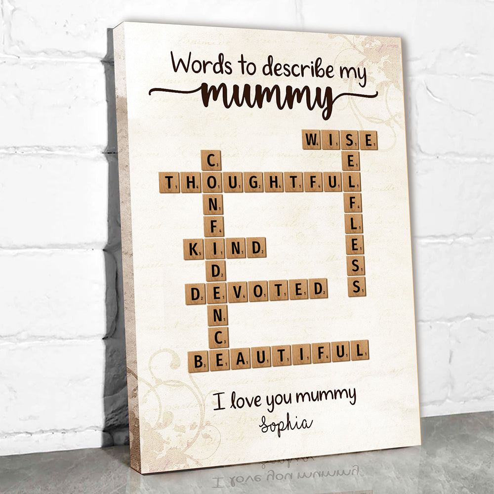 Words To Describe Mummy Crossword Canvas Personalized Gift For Mum