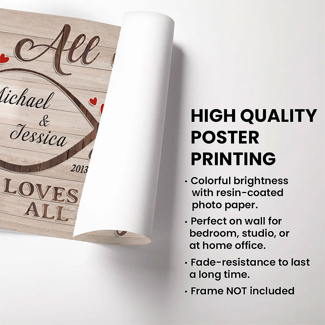 Loves All Of You Poster Personalized Anniversary Gift For Couple