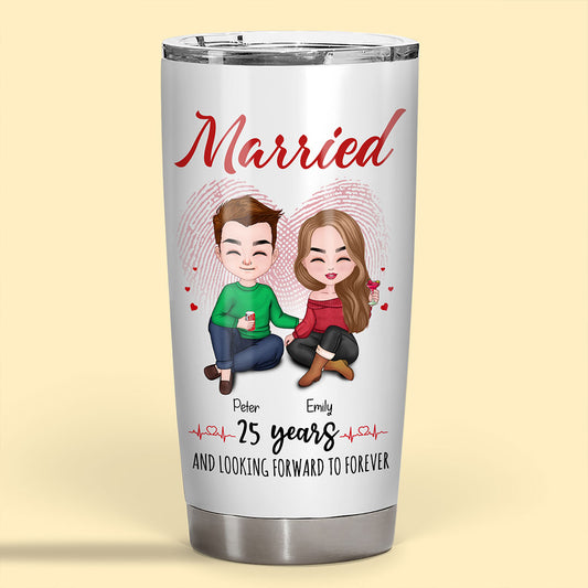Married 25 Years Tumbler Personalized Anniversary Gift By Year For Couple