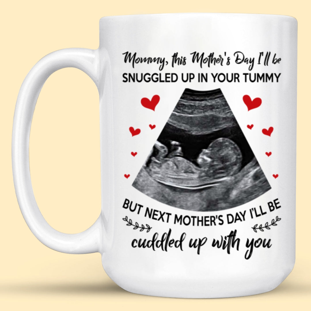 Personalized Mommy Snuggled Up In Tummy Mug Mother's Day Gift For Expecting Mom