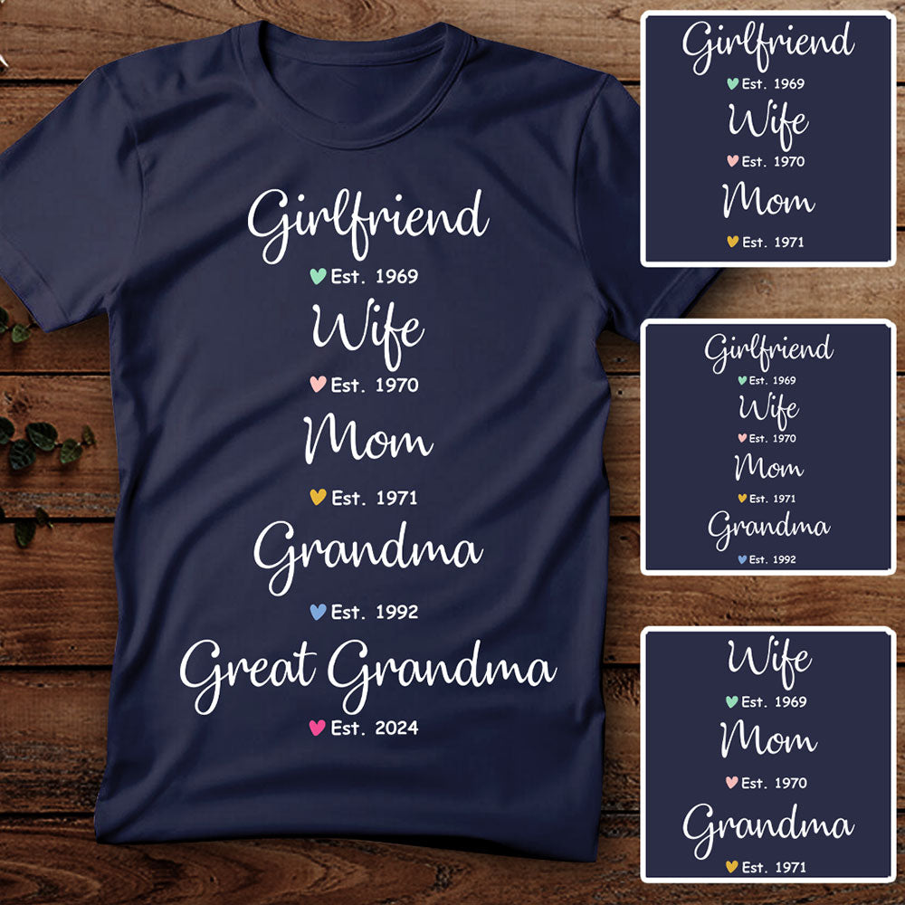 Wife Mom Grandma Shirt - Personalized Gifts For Mother & Grandmother