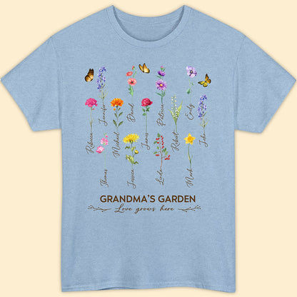Grandma's Garden Birth Month Flower Personalized Shirt For Grandma