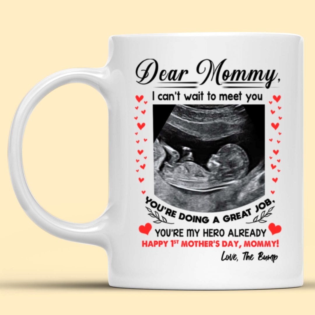 Personalized Gift For Mom To Be Happy 1st Mothers Day From The Bump Mug