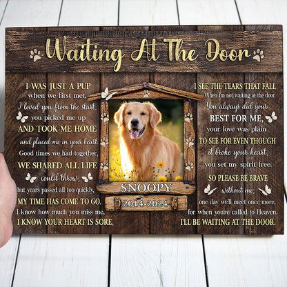 Dog Memorial Pet I'll Be Waiting At The Door Personalized Canvas