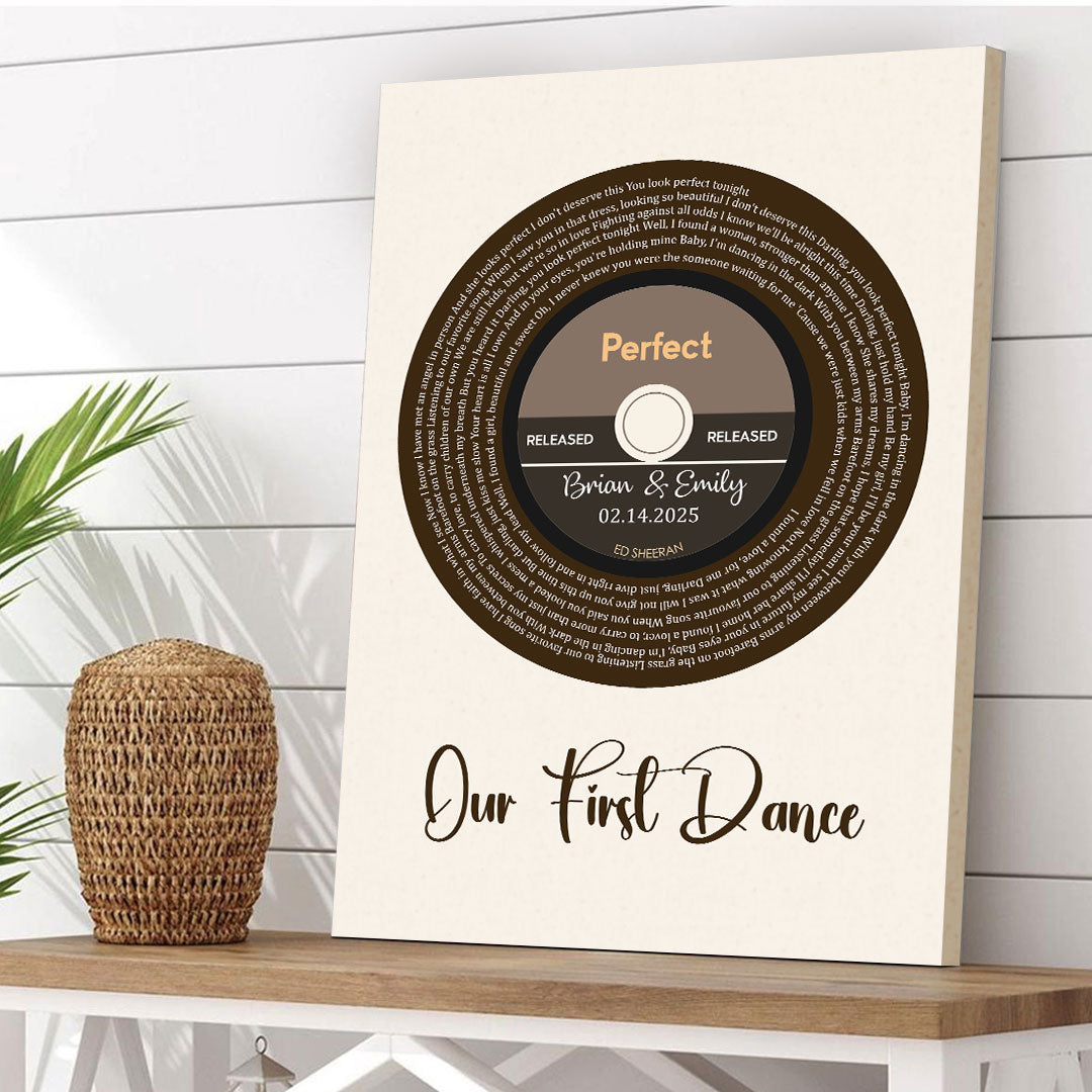 First Dance Vinyl Record Personalized Canvas Wedding Gifts For Couple