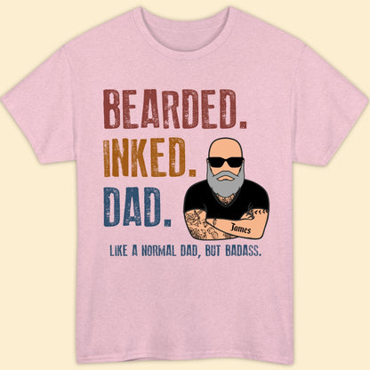 Personalized Gift For Dad Bearded Inked Dad T-shirt