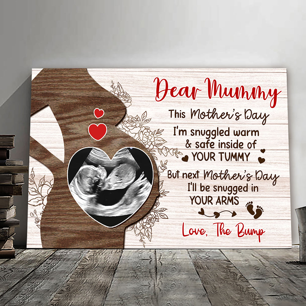 I'll Be Snuggled Canvas Personalized Mother's Day Gift For Mom To Be