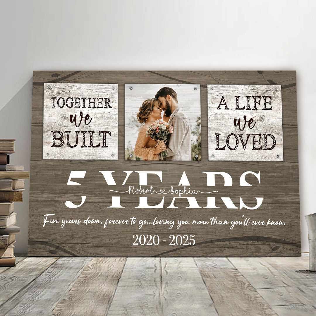 5 Years Together Canvas Personalized Anniversary Gift For Her For Him