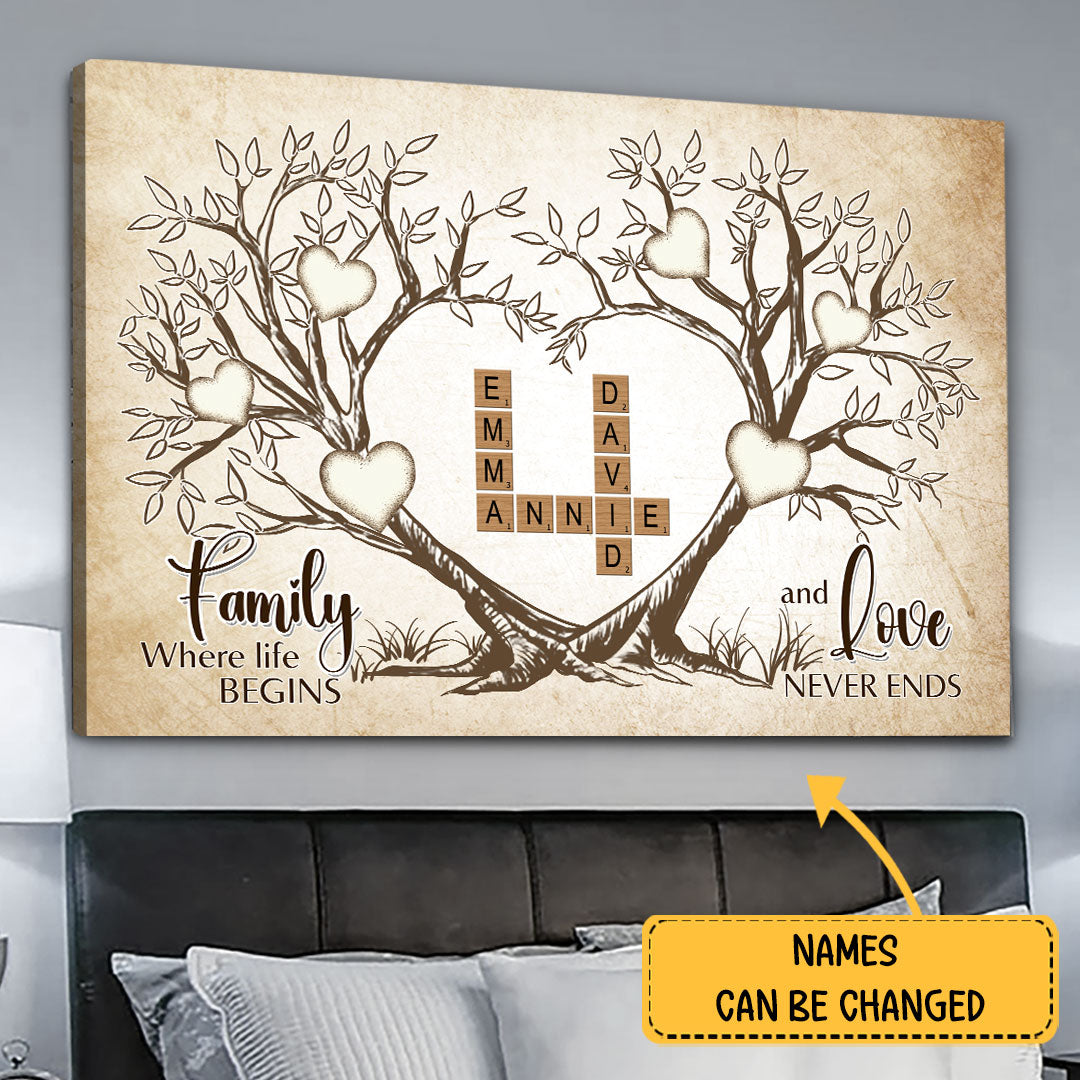 Love Never Ends Crossword Canvas Personalized Gifts For Family