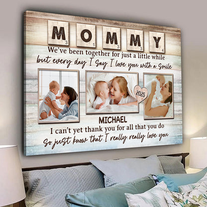 Everyday I Love You With A Smile Canvas Personalized Gift For New Mom
