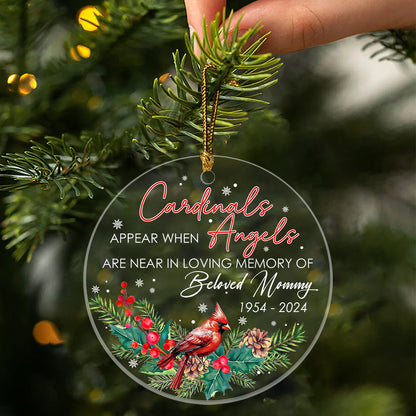 Personalized Cardinals Appear Family Memorial Gift Christmas Ornament