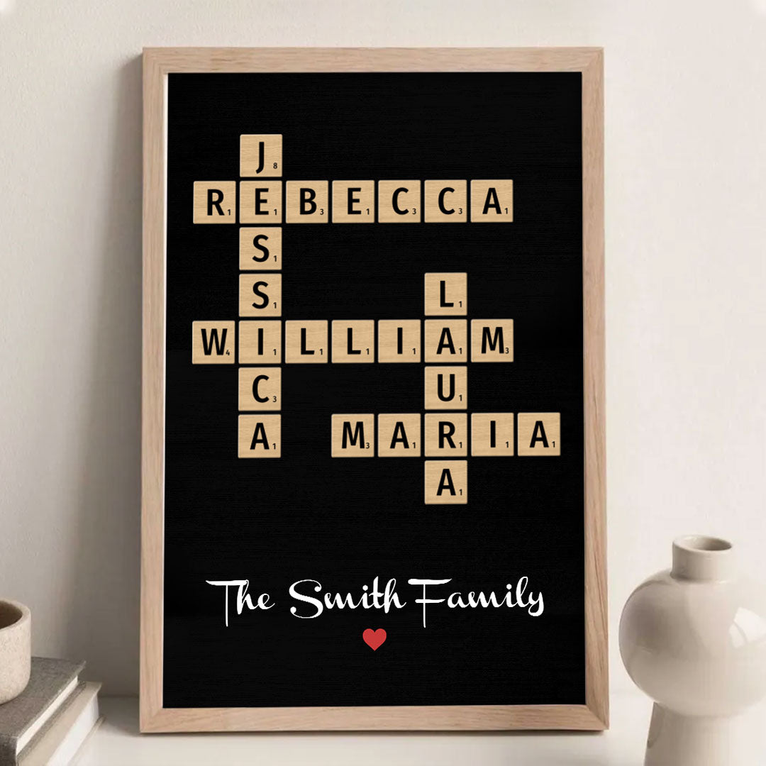 Family Names Crossword Puzzle Poster Personalized Gift For Family