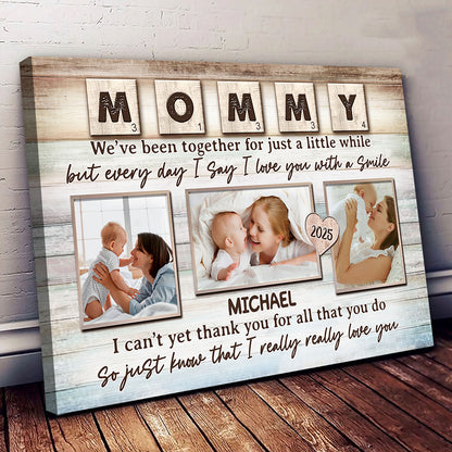 Everyday I Love You With A Smile Canvas Personalized Gift For New Mom