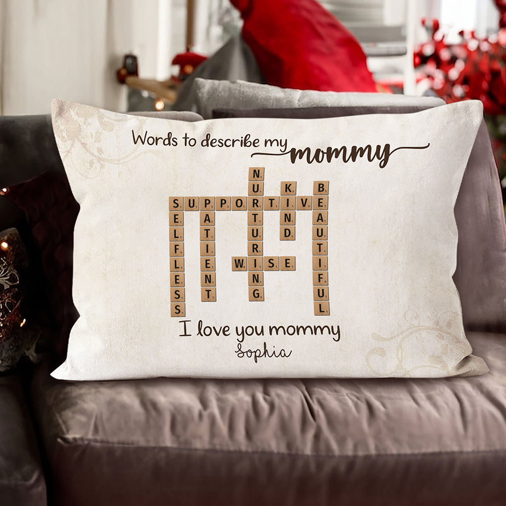 Words To Describe Mommy Crossword Pillow Personalized Gift For Mom