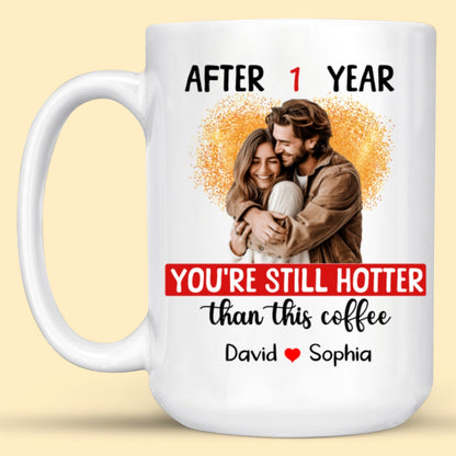 Hotter Than Coffee Personalized 1 Year Anniversary Mug For Her