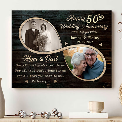 Mom Dad We Love You Personalized Canvas - Wedding Anniversary Gifts By Year For Parents