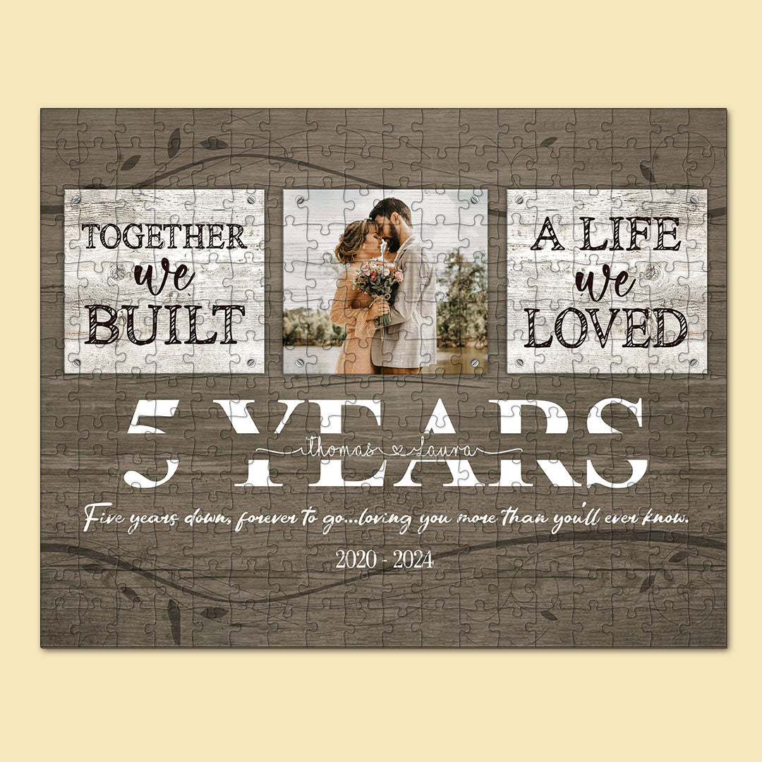 5 Years Anniversary Couple Together We Built A Life Personalized Puzzle