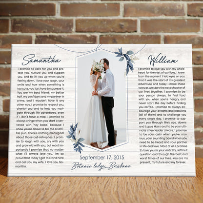 Couple Wedding Anniversary Vow Renewal Vows Personalized Canvas