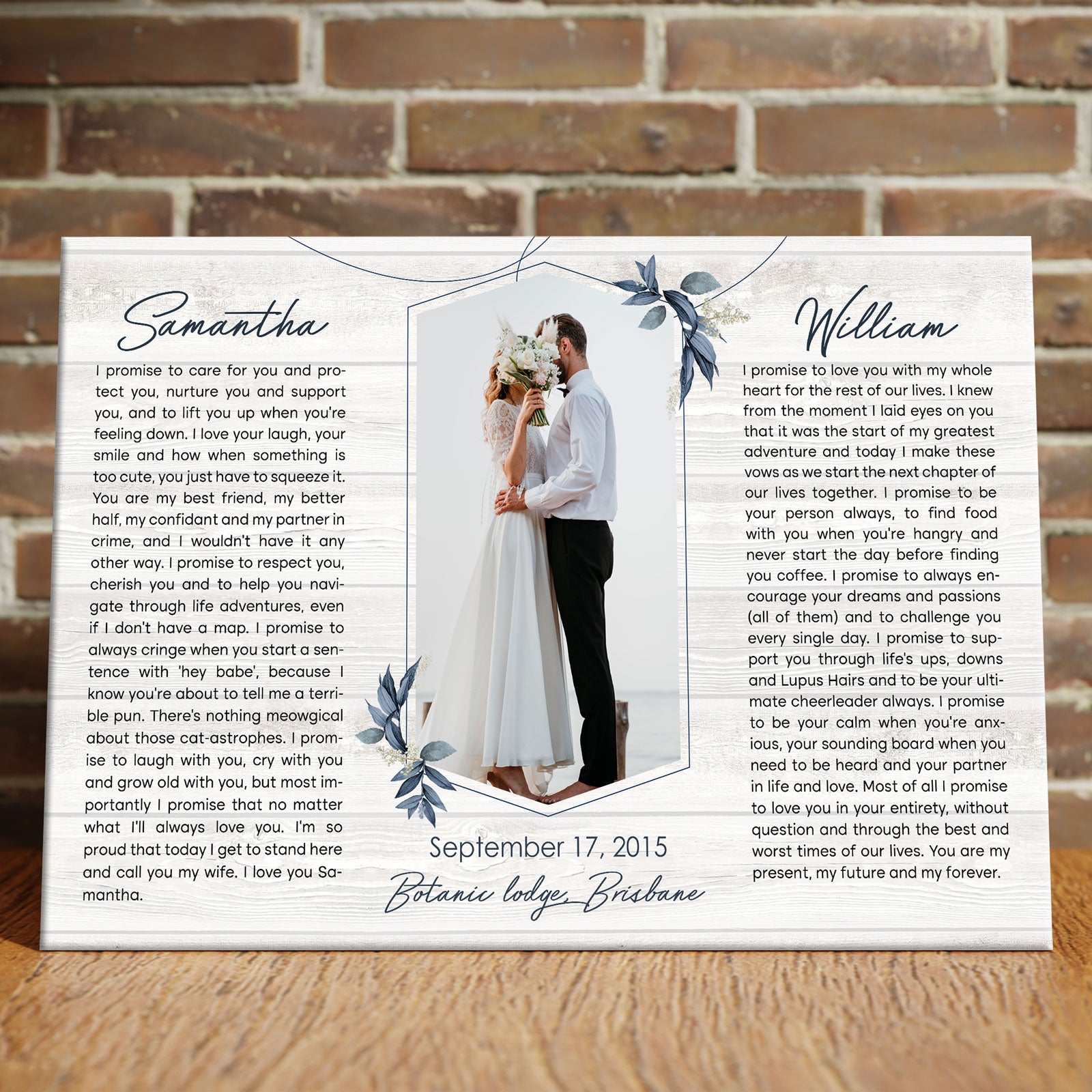Couple Wedding Anniversary Vow Renewal Vows Personalized Canvas