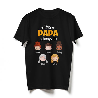 This Awesome Papa Belongs To Kids T-Shirts Personalized Gift For Grandpa