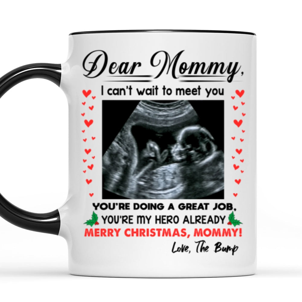 You're My Hero Christmas Accent Mug Personalized Gift For Expecting Mom