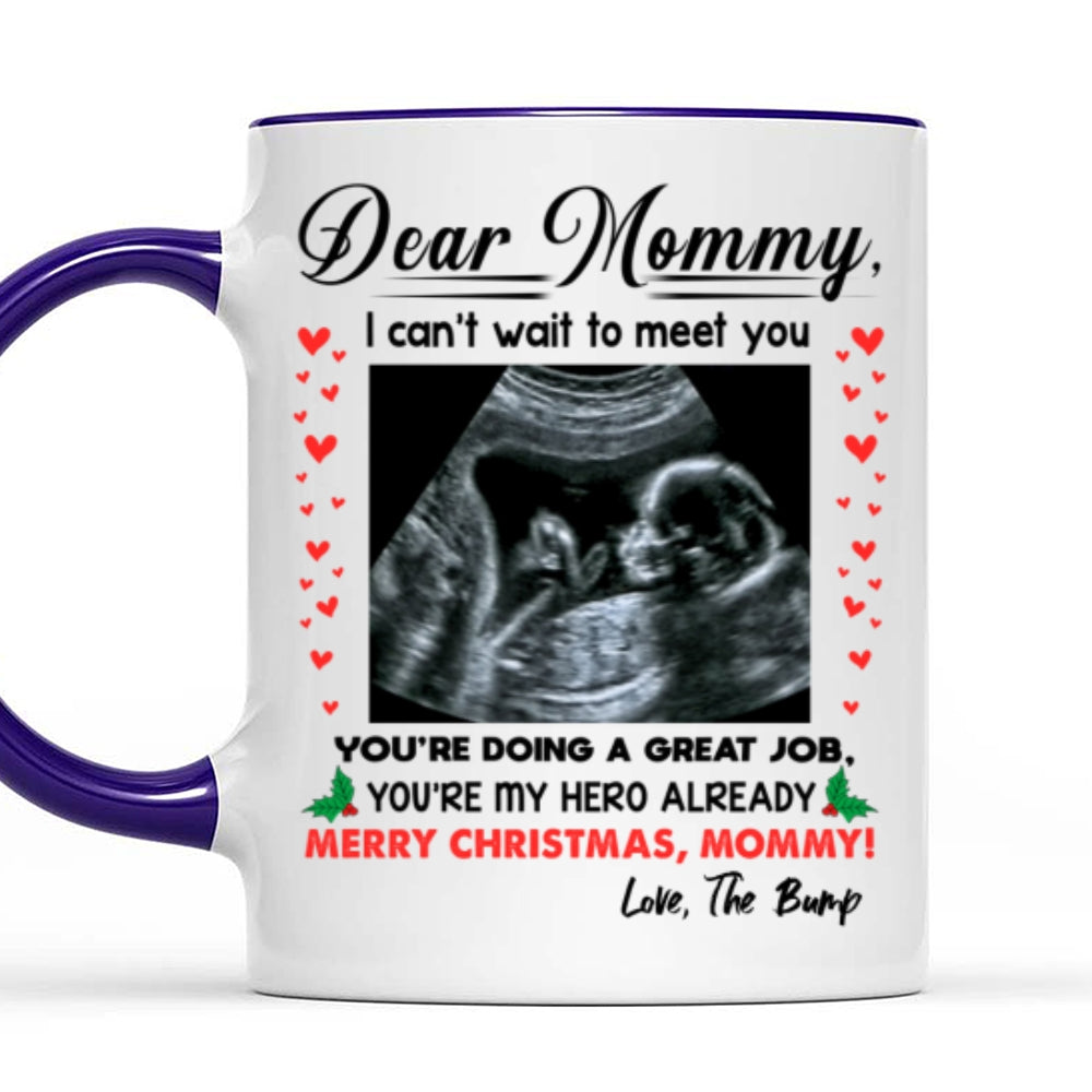 You're My Hero Christmas Accent Mug Personalized Gift For Expecting Mom