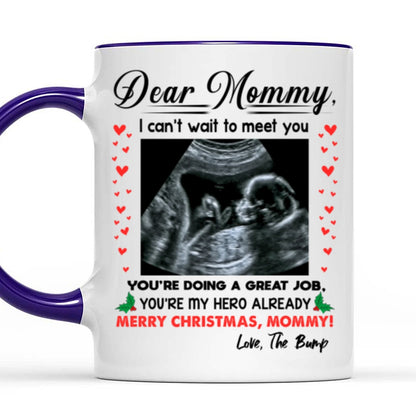 You're My Hero Christmas Accent Mug Personalized Gift For Expecting Mom