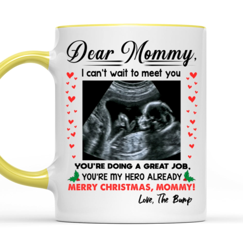You're My Hero Christmas Accent Mug Personalized Gift For Expecting Mom