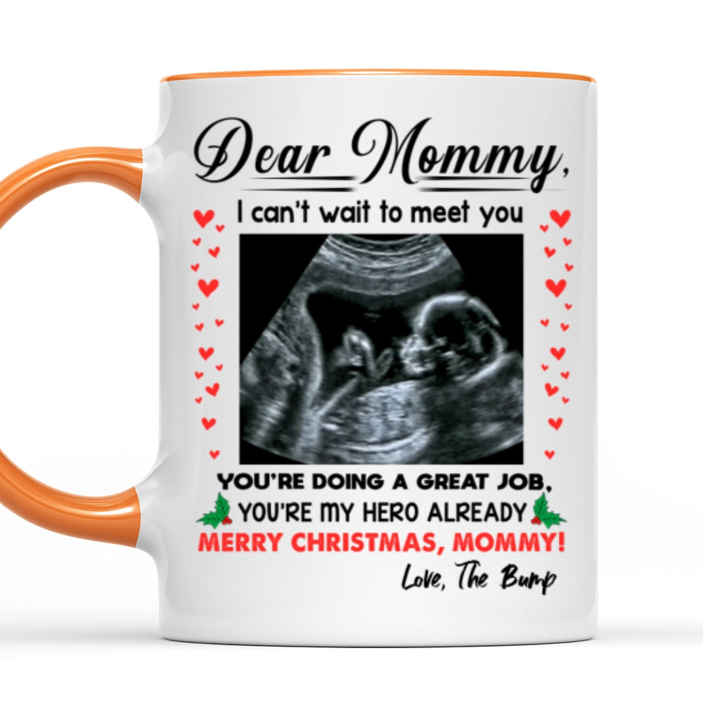 You're My Hero Christmas Accent Mug Personalized Gift For Expecting Mom