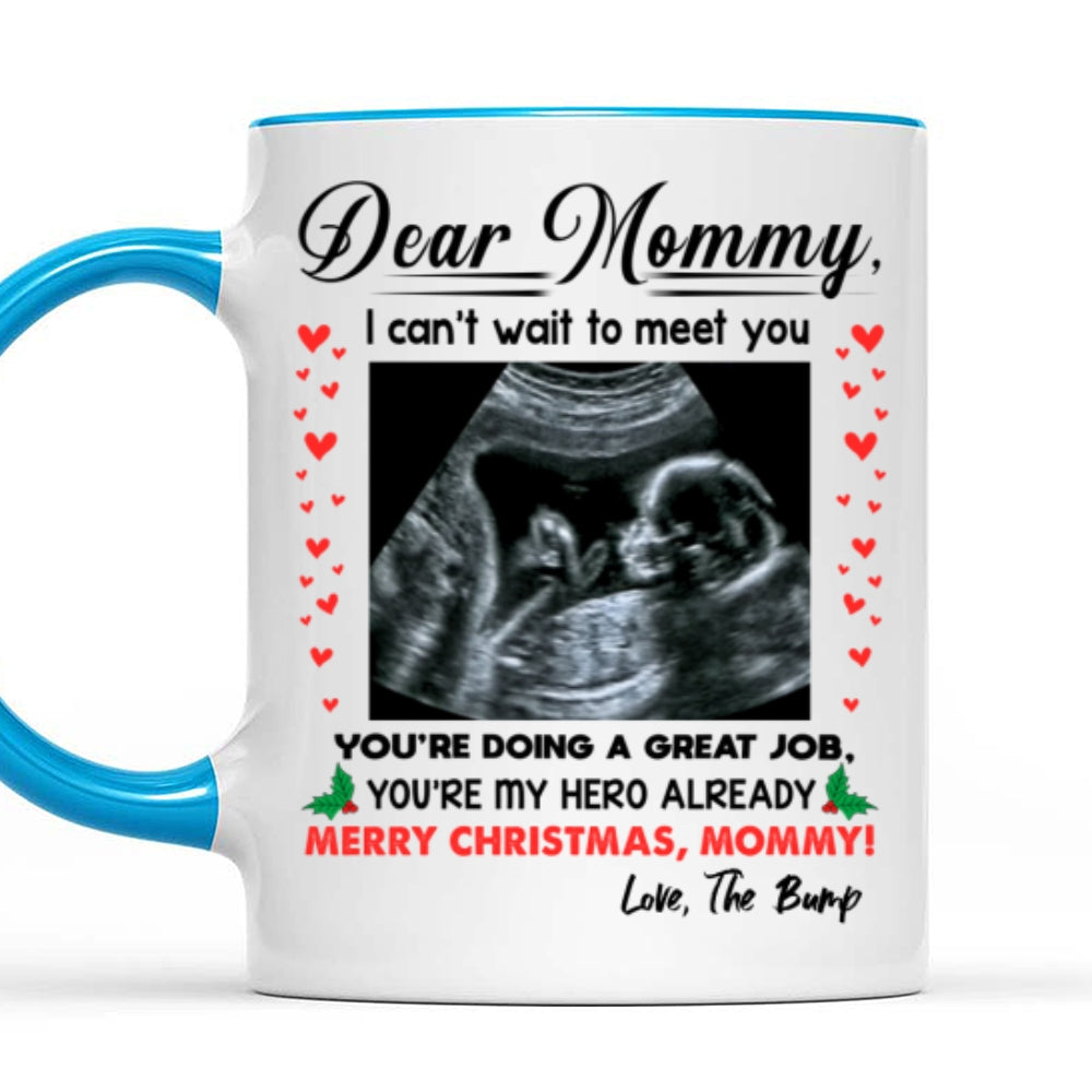 You're My Hero Christmas Accent Mug Personalized Gift For Expecting Mom
