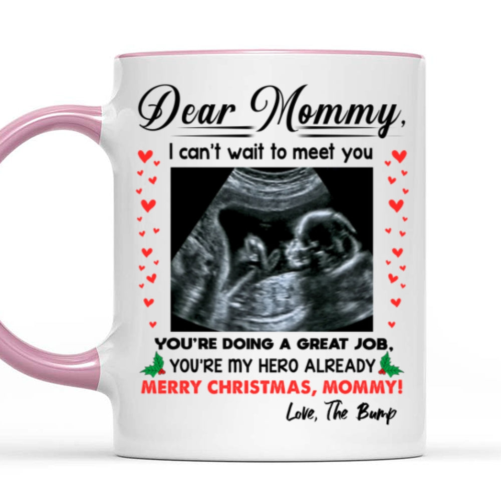 You're My Hero Christmas Accent Mug Personalized Gift For Expecting Mom